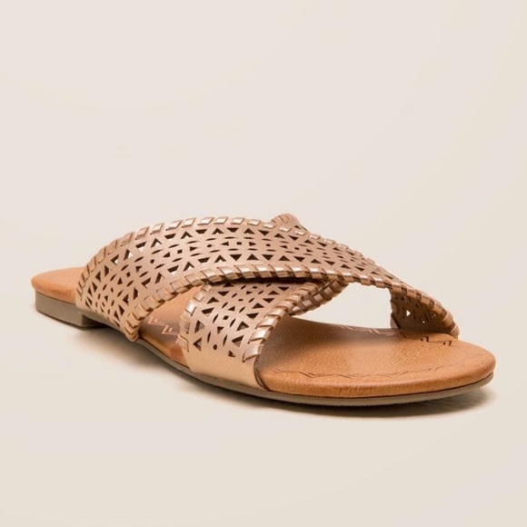 NIB Rose Gold Perforated Slide Sandal - Picture 2 of 5